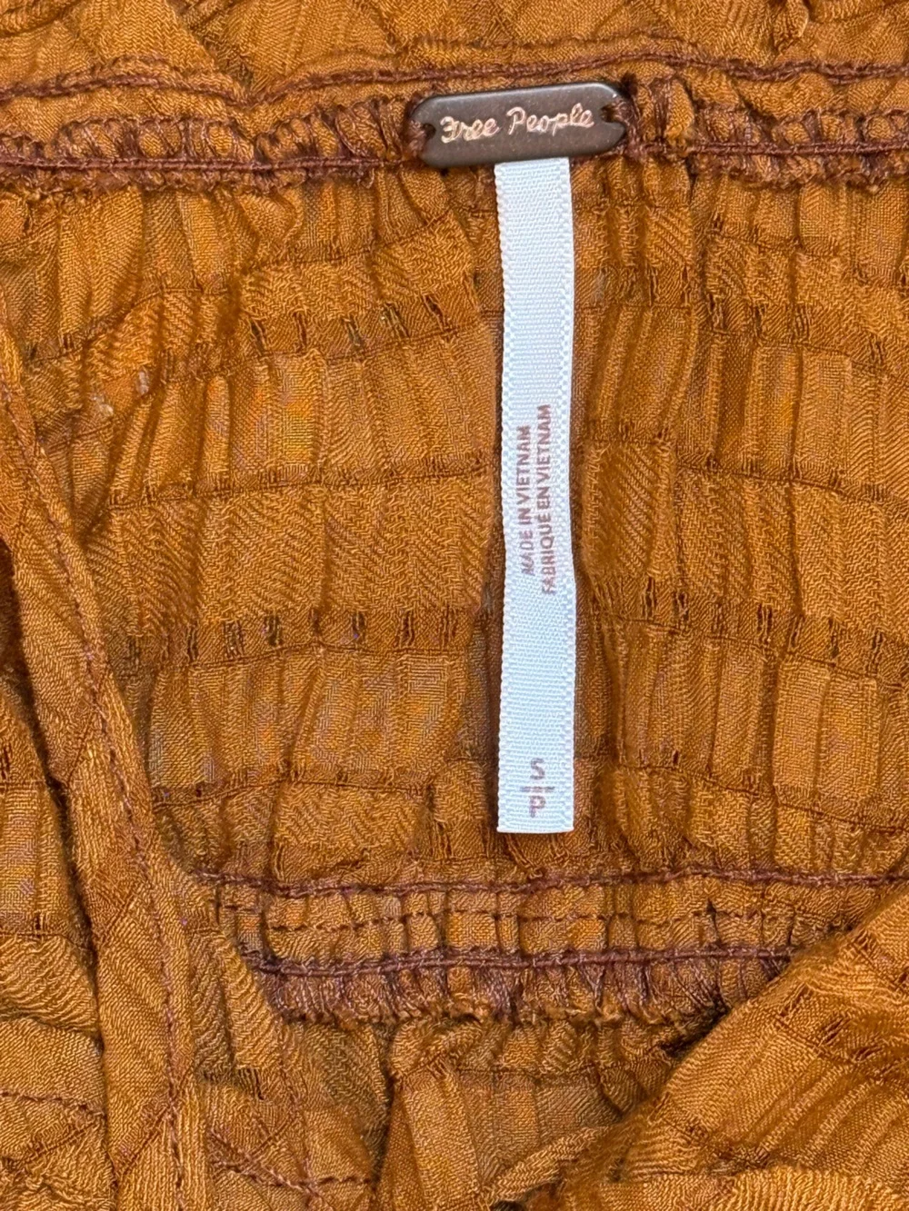 Free People Hailey Blouse Glazed Ginger Textured Peasant Boho Festival Fall Top